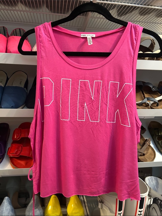 PINK Victoria's Secret Tops - PINK Victoria's Secret Bright Pink Logo Tank Top